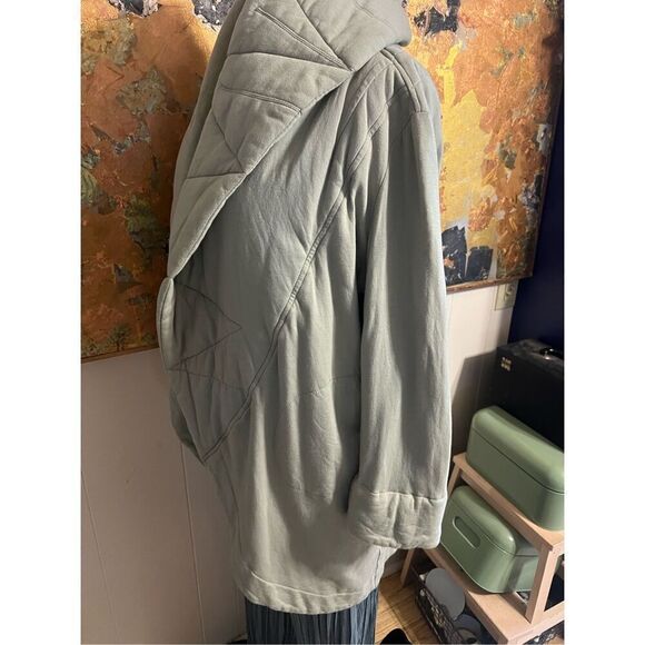 Young, Fabulous & Broke Sandrine Coat in Green, Soft and Comfy Cocoon Coat W/Puf - Picture 11 of 15